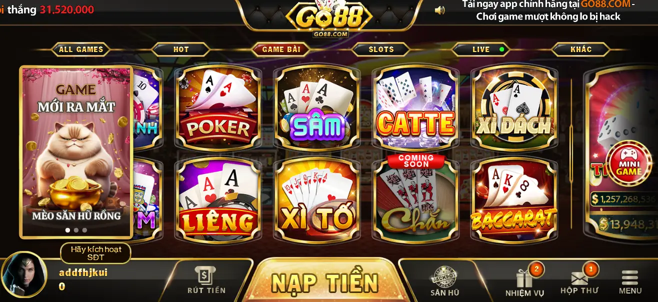 Game bài Go88 - Thiên đường cá cược đẳng cấp 2024