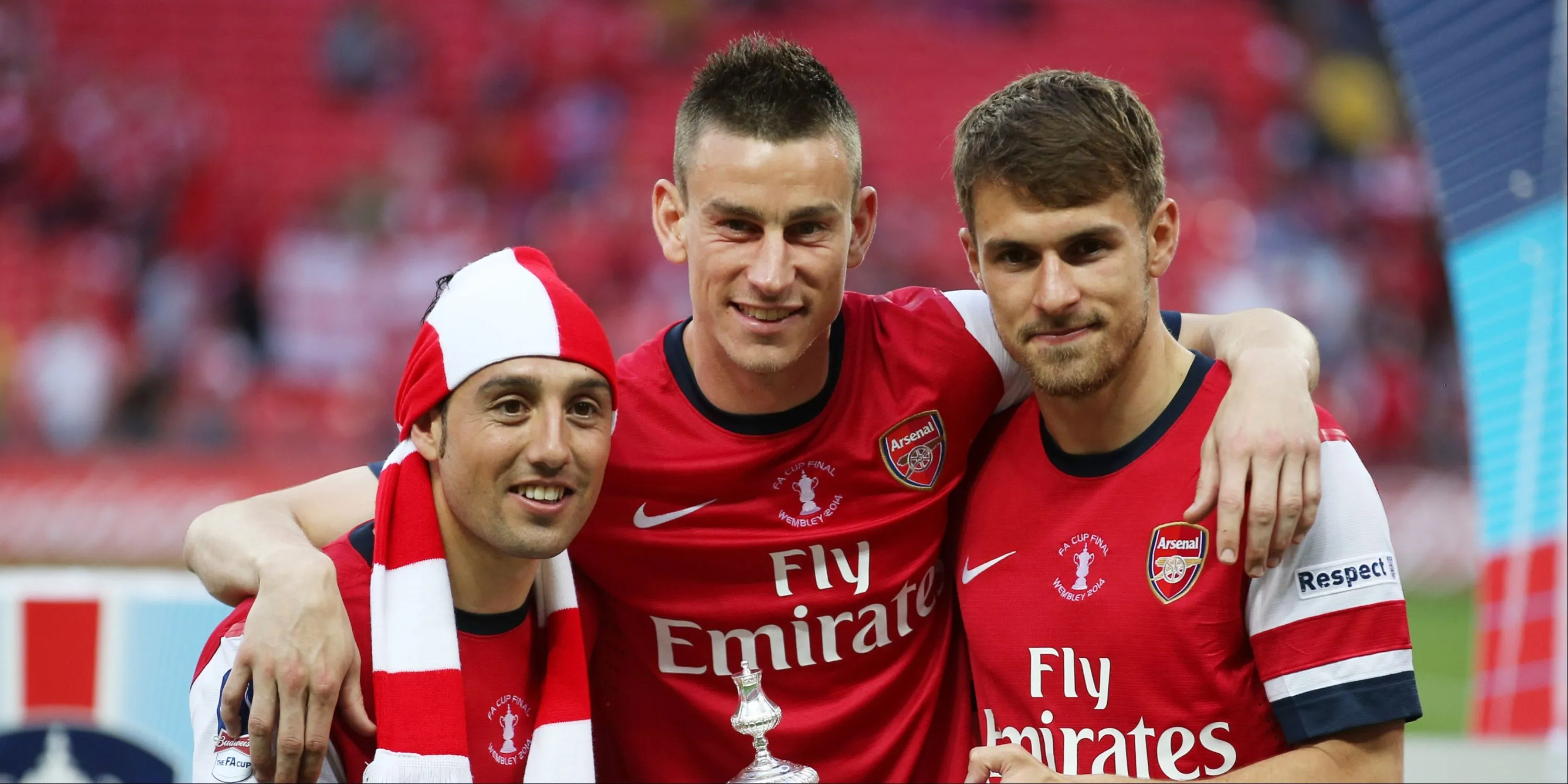 Aaron Ramsey cùng Koscielny và Cazorla tại Arsenal
