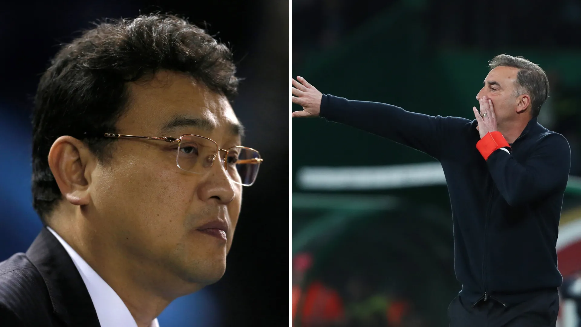 Chủ tịch Sheffield Wednesday Dejphon Chansiri và cựu HLV Carlos Carvalhal