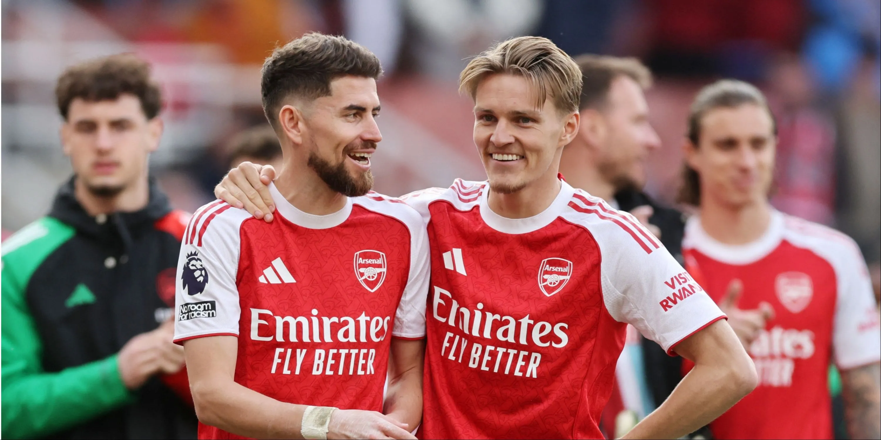 Jorginho và Odegaard trong màu áo Arsenal