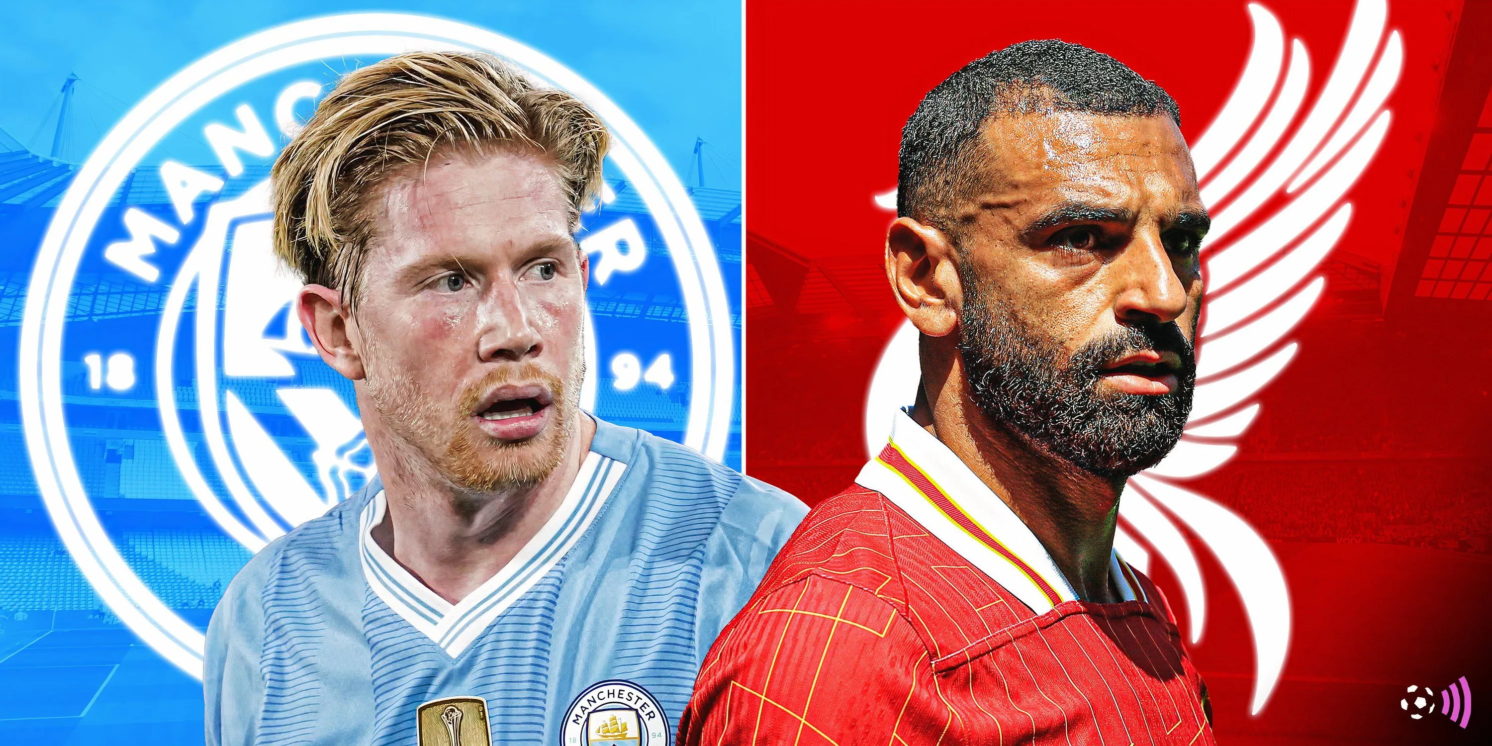Mohamed Salah của Liverpool và Kevin De Bruyne của Man City đối đầu trong trận đấu Premier League