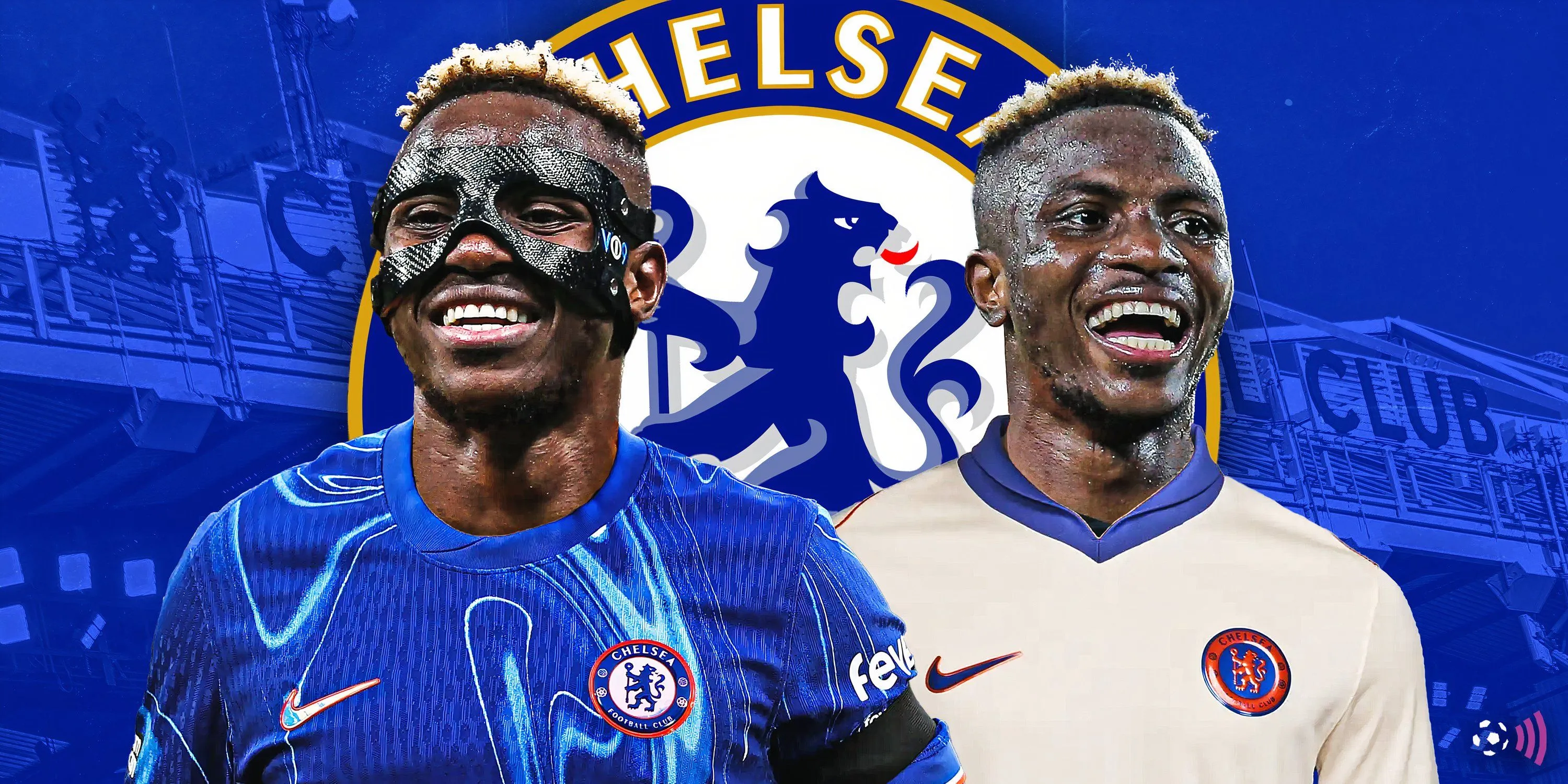 Victor Osimhen trong bộ đồ Chelsea được chỉnh sửa, tiền đạo người Nigeria là mục tiêu hàng đầu của The Blues.